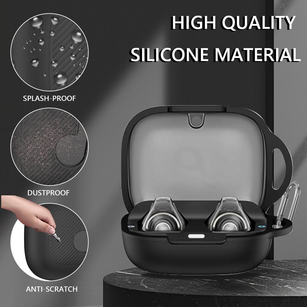 Silicone Protective Skin Case with Carabiner Charging Case Skin Cover Shockproof Drop-proof for Anker Soundcore C30i Case Cover