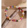 Yhpup Stone Beads Bracelet Bangle for Women Stainless Steel Colorful Natural Agate Handmade Elastic Fashion Manual Jewelry Gift
