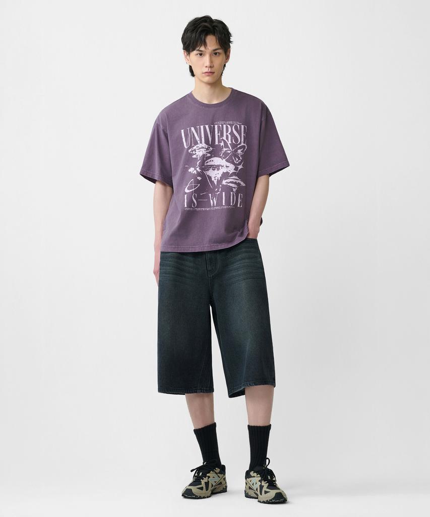 GROOVE RHYME Washed Denim 3/4 Length Bermuda Shorts (Lrbmcdh760M)