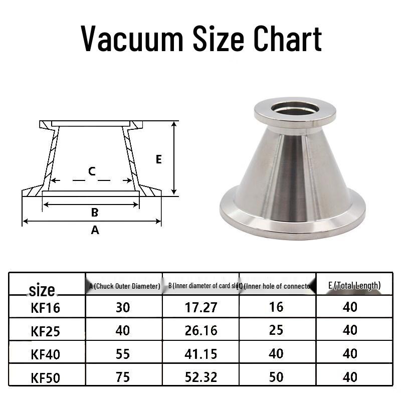 Stainless Steel KF40 to KF50 Vacuum Reducer Adapter