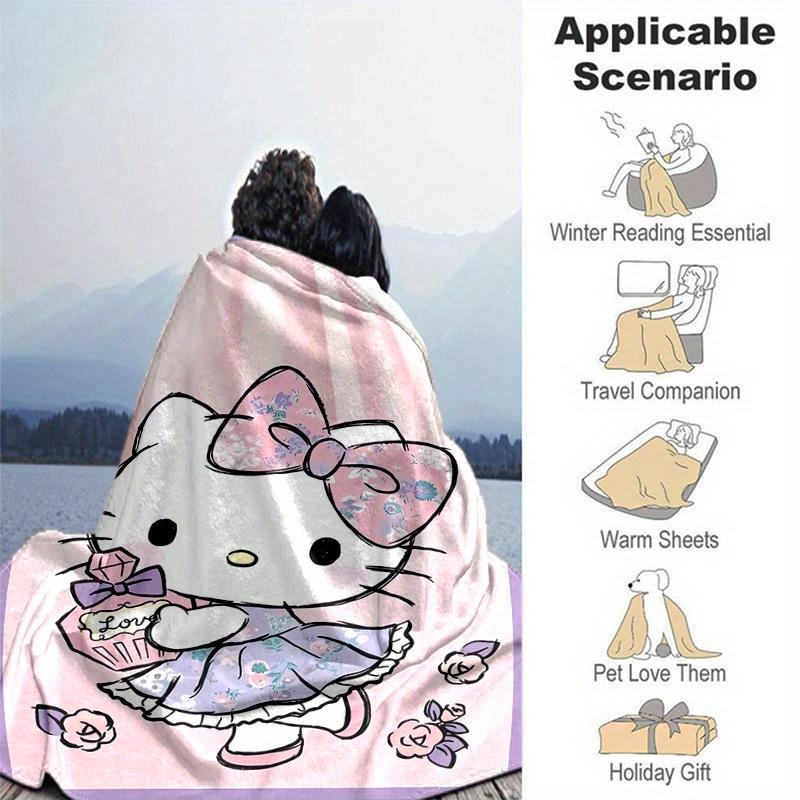 1pc. Hello Kitty Floral Print Blanket - Cute Home Decor, Office Napkin, Outdoor Throw Giftz0411225
