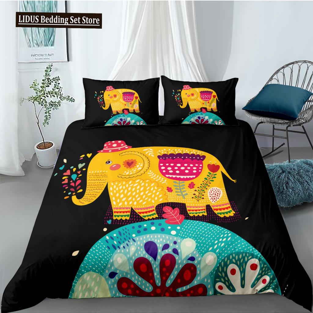 Elephant Bedding Sets Boho Style Luxury 3D Print For Kids Adults Teens Ganesha Duvet Cover Set Queen Size Polyester Bedding Set