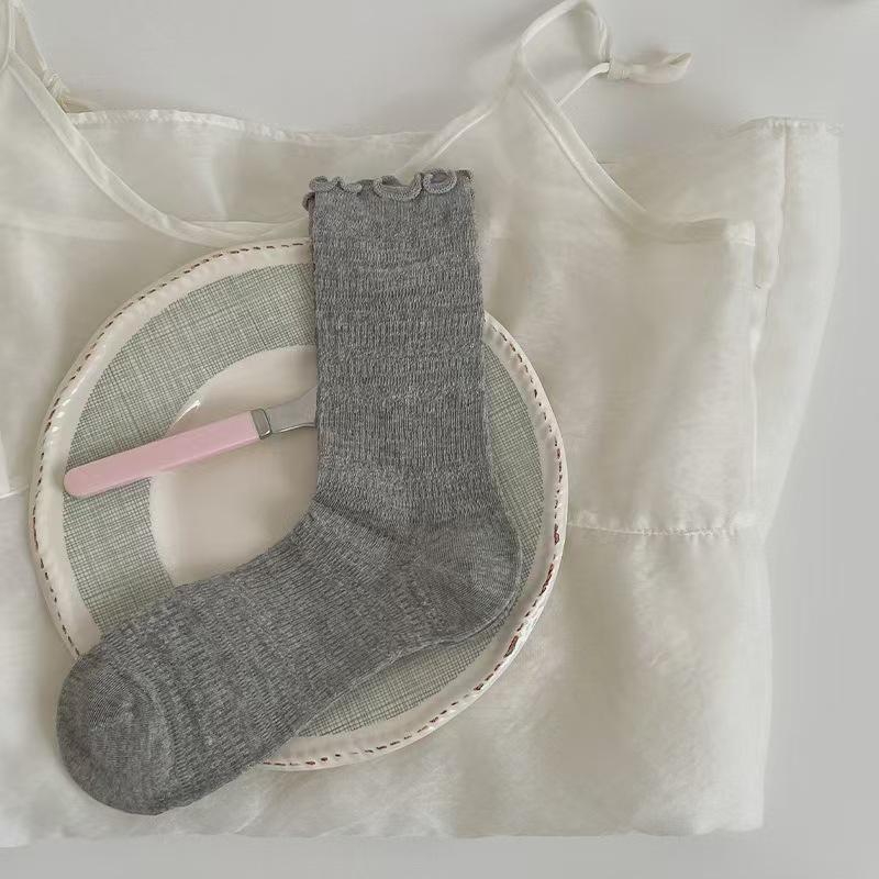 Women's Lace Mesh Cotton Mid-Calf Socks - Breathable, Thin, Trendy Spring/Summer Arrival