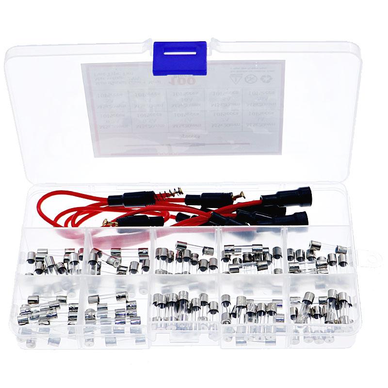 5x20mm Fuse Holder Inline Screw Type with 16 AWG Wire+100pcs Quick Blow Glass Tube Fuse Kit 0.2A 0.5A 1A 2A 3A 5A 8A 10A 15A 20A Fuse Holders1