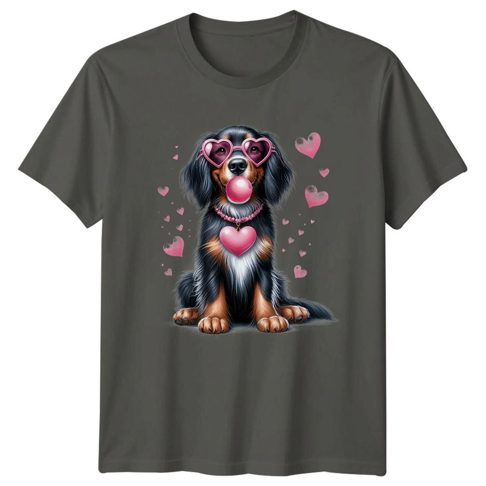 Dog Hearts Bubblegum Occasions Valentines Day Animal Unisexs Unisexs Graphic Tee S