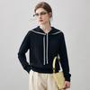 Women's 2025 A/W Academy Style Cashmere Navy Collar Sweater