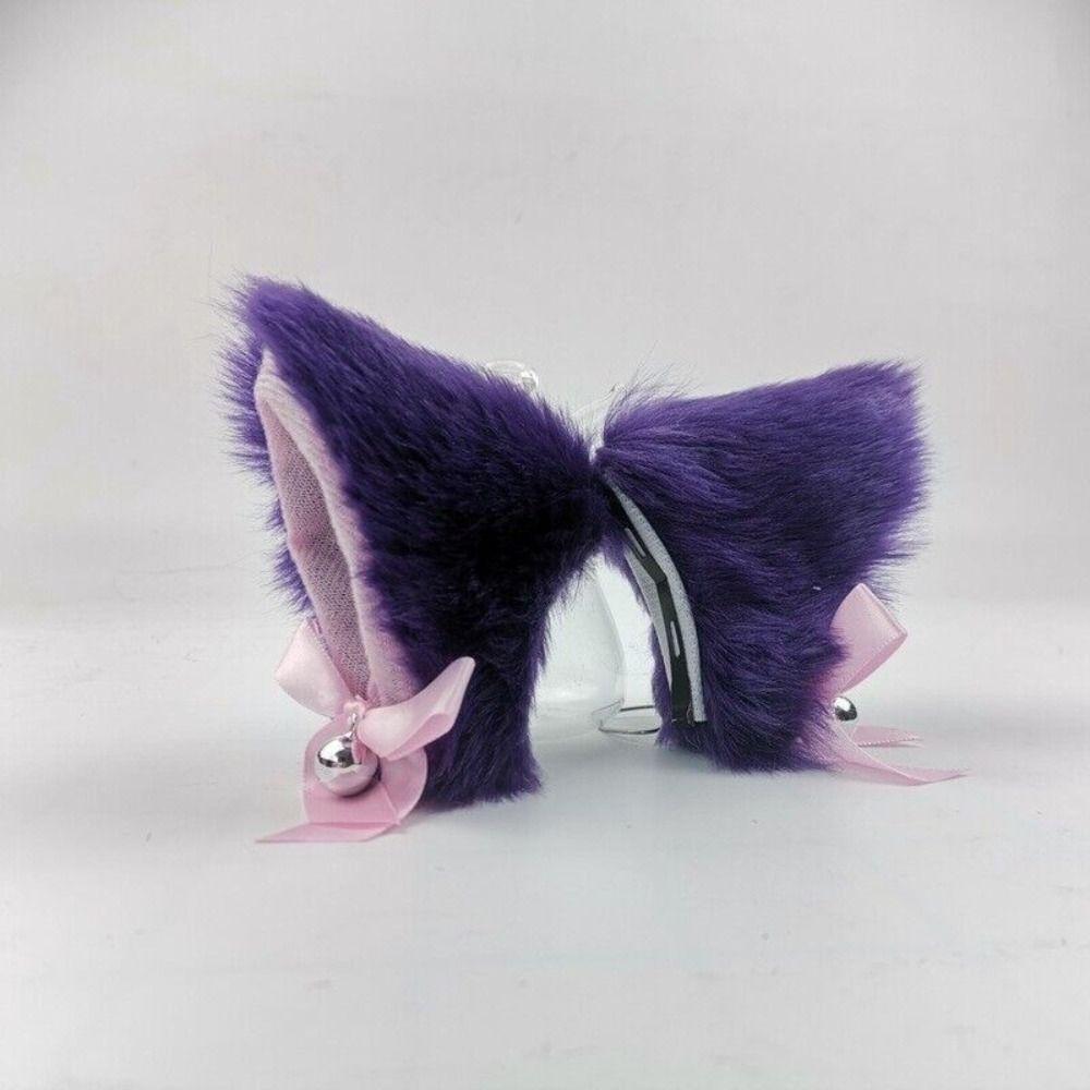 Touch Fastener Bow Cat Ear Decoration Plush Helmet Accessories Cute Cute Plush Stickers  Women