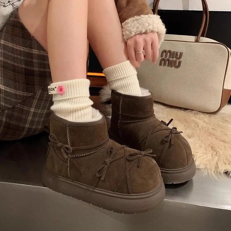 Fashion Classic Thick Fluffy Women's Snow Boots Comfortable Warm Ankle Boots Women's 2024 New Winter Women's Plush Casual Shoes