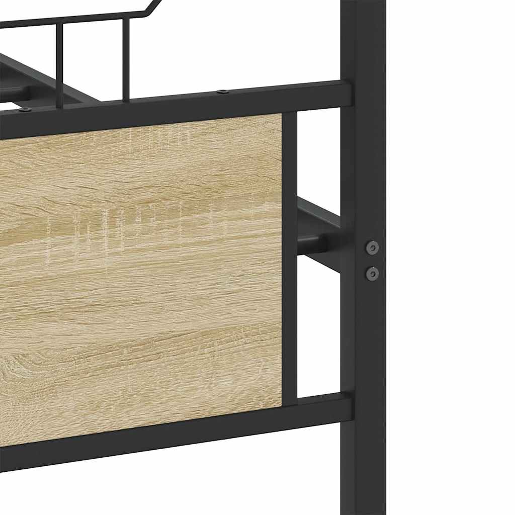 Metal Bed Frame without Mattress Sonoma Oak Finish 160 x 200 cm