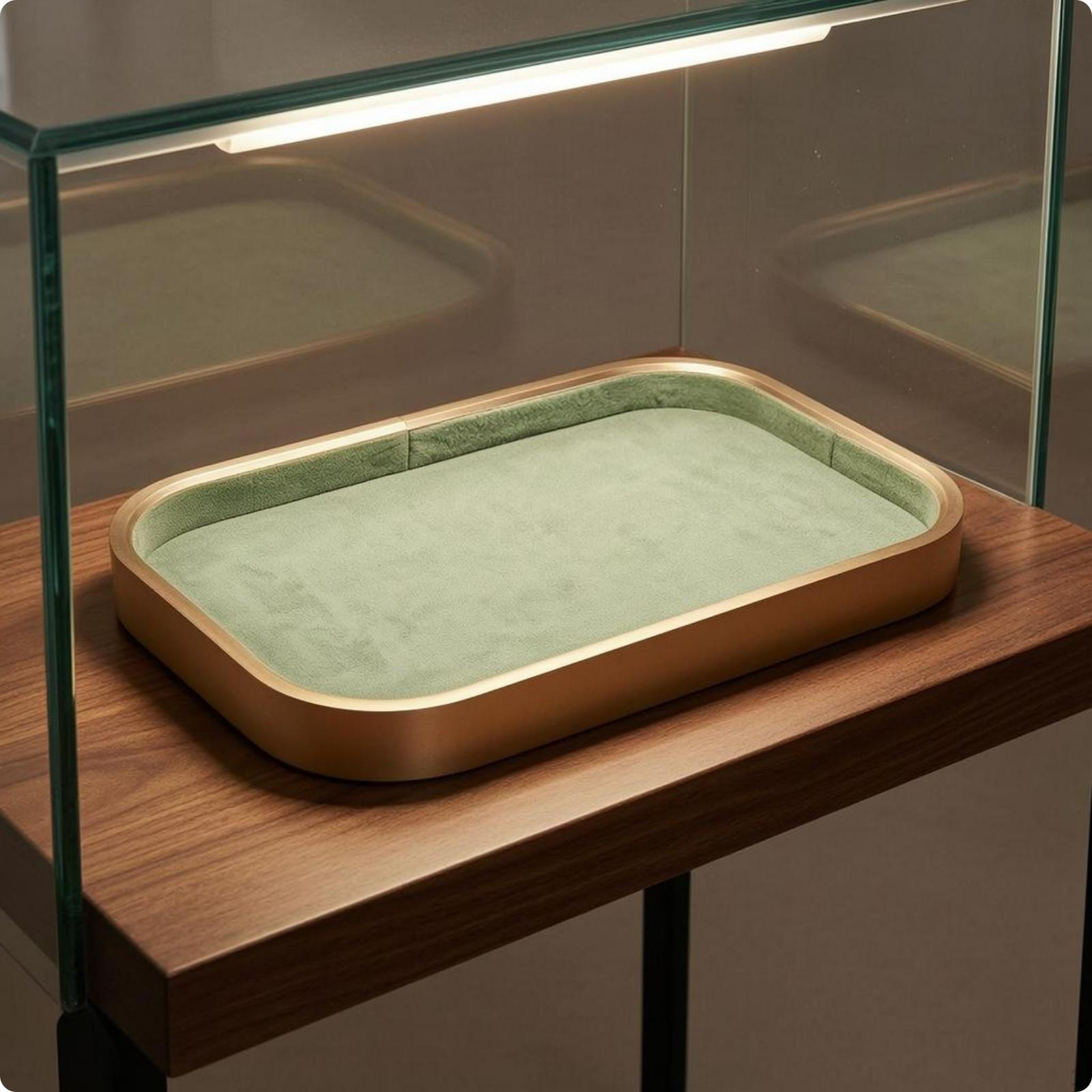Rectangular Jewelry Tray Shallow ClothlinedLined Rounded Corners Empty Empty Tray
