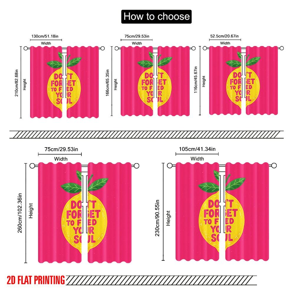 2pcs 2D Flat Printing Window Curtains Don't Forget Feed Your Soul Polyester Without Electricity Festive Curtains for Decorations