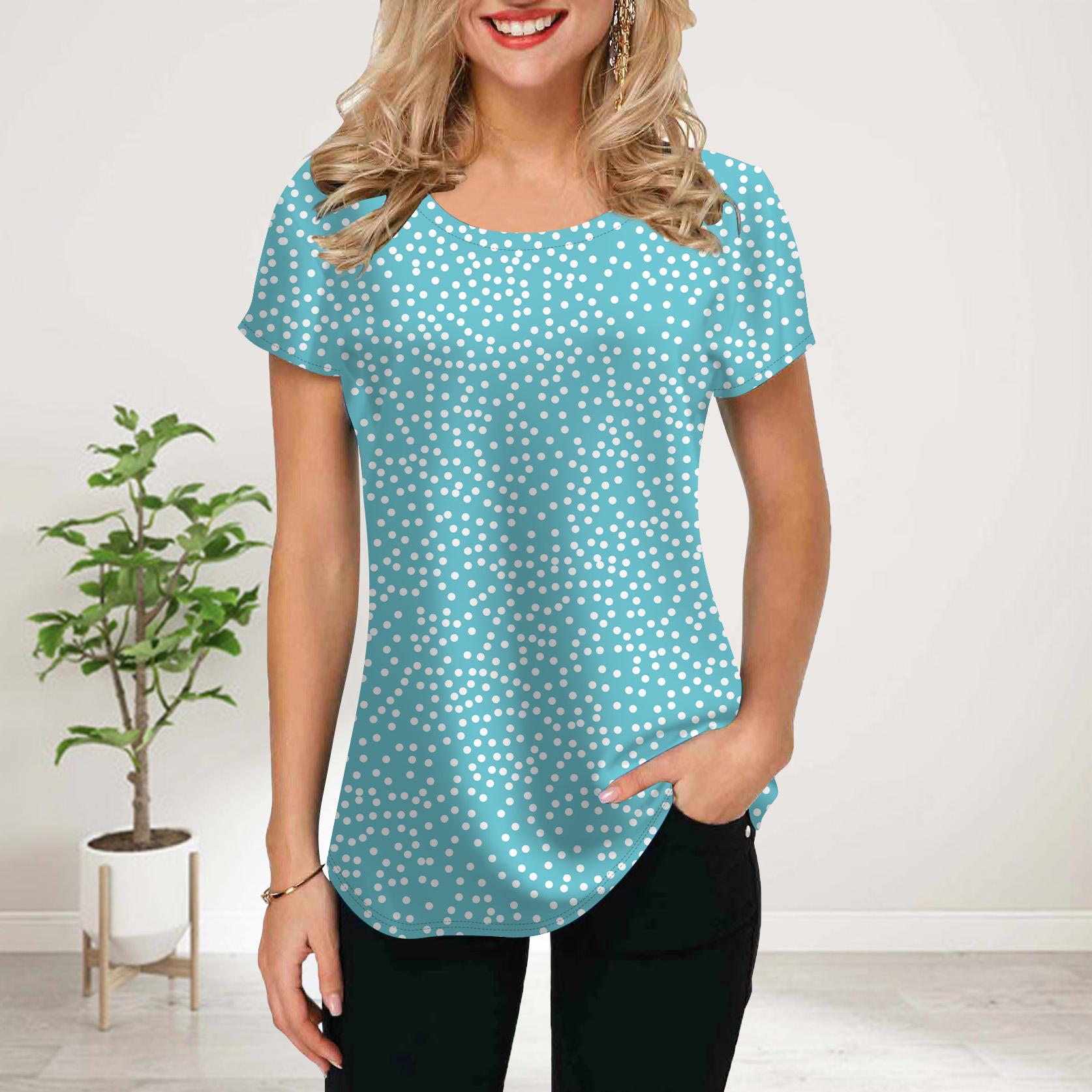 

Женская летняя футболка с синими цветочными фрагментами, футболки с коротким рукавом, повседневные топы с принтом 8XL светло-синий