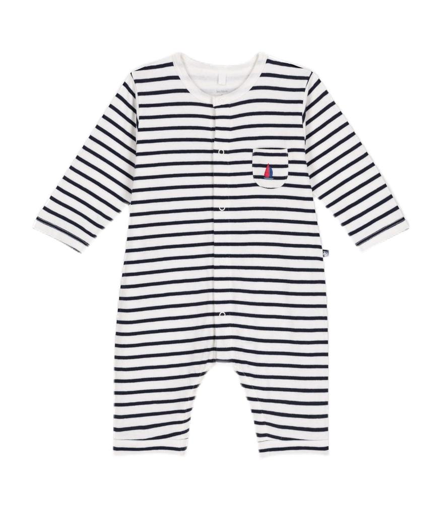 Cubic Jumpsuit A0BVP 3 months 60cm [Petit Bateau] Off-White/Navy