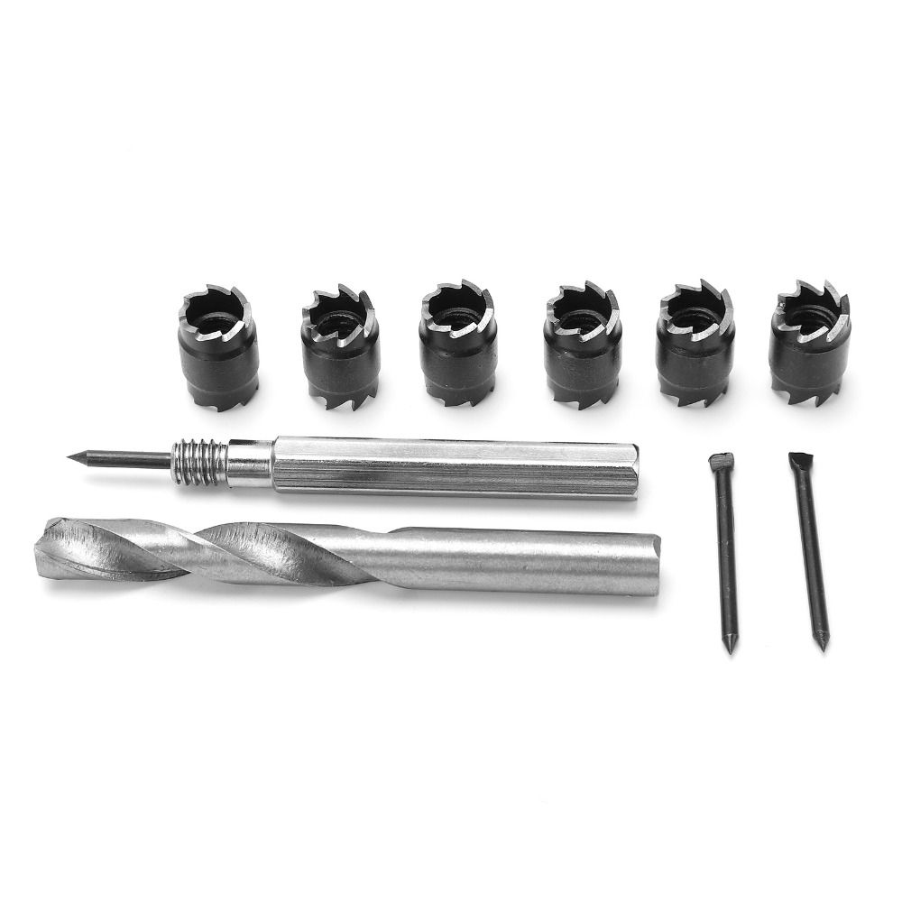 10Pcs 3/8" and 5/16" Sizes Spot Weld Cutter Set High Speed Steel (HSS) Hex Shank Spot Weld Removal Tool for Power Drill