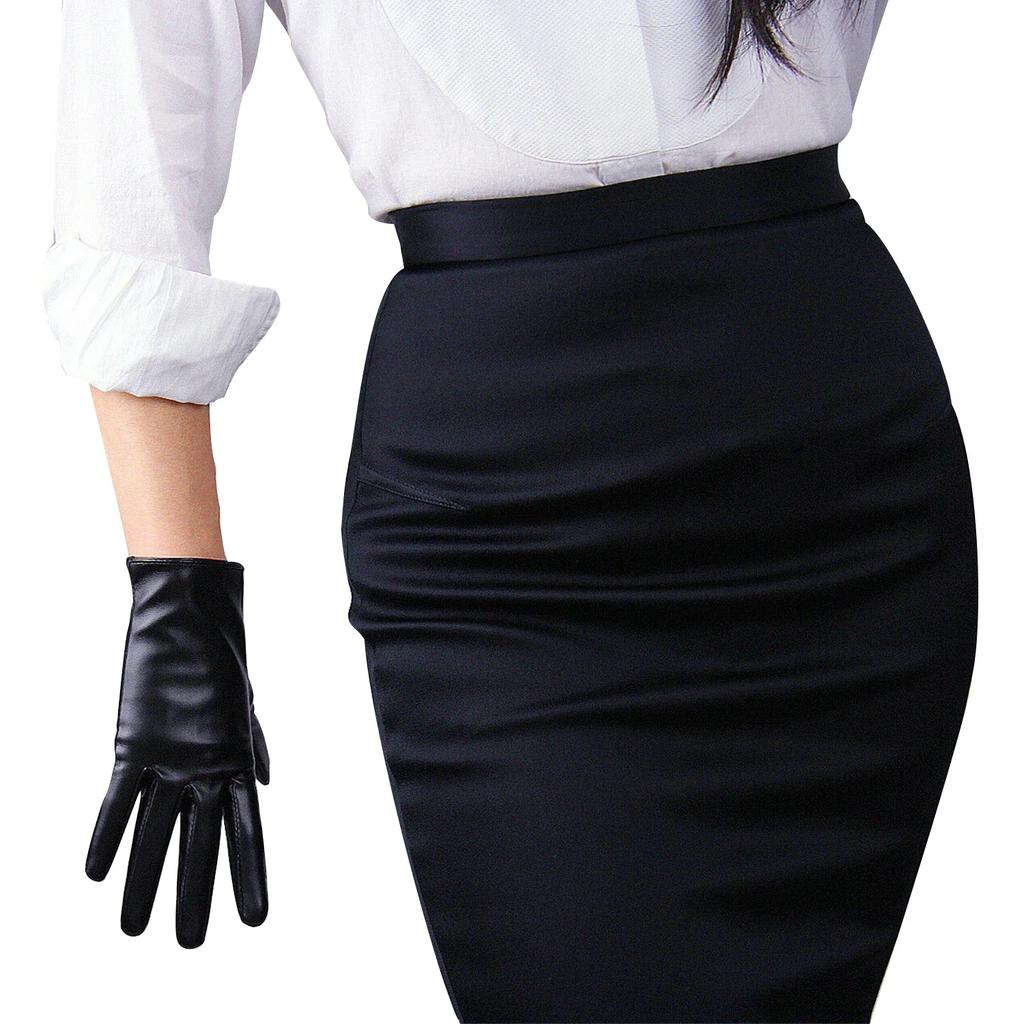 DooWay 70 cm Långa Läderhandskar Svarta TOUCHSKÄRM Konstläder PU Axelhöjd Kvällsfest Kostym Cosplay Opera Halloween Handske