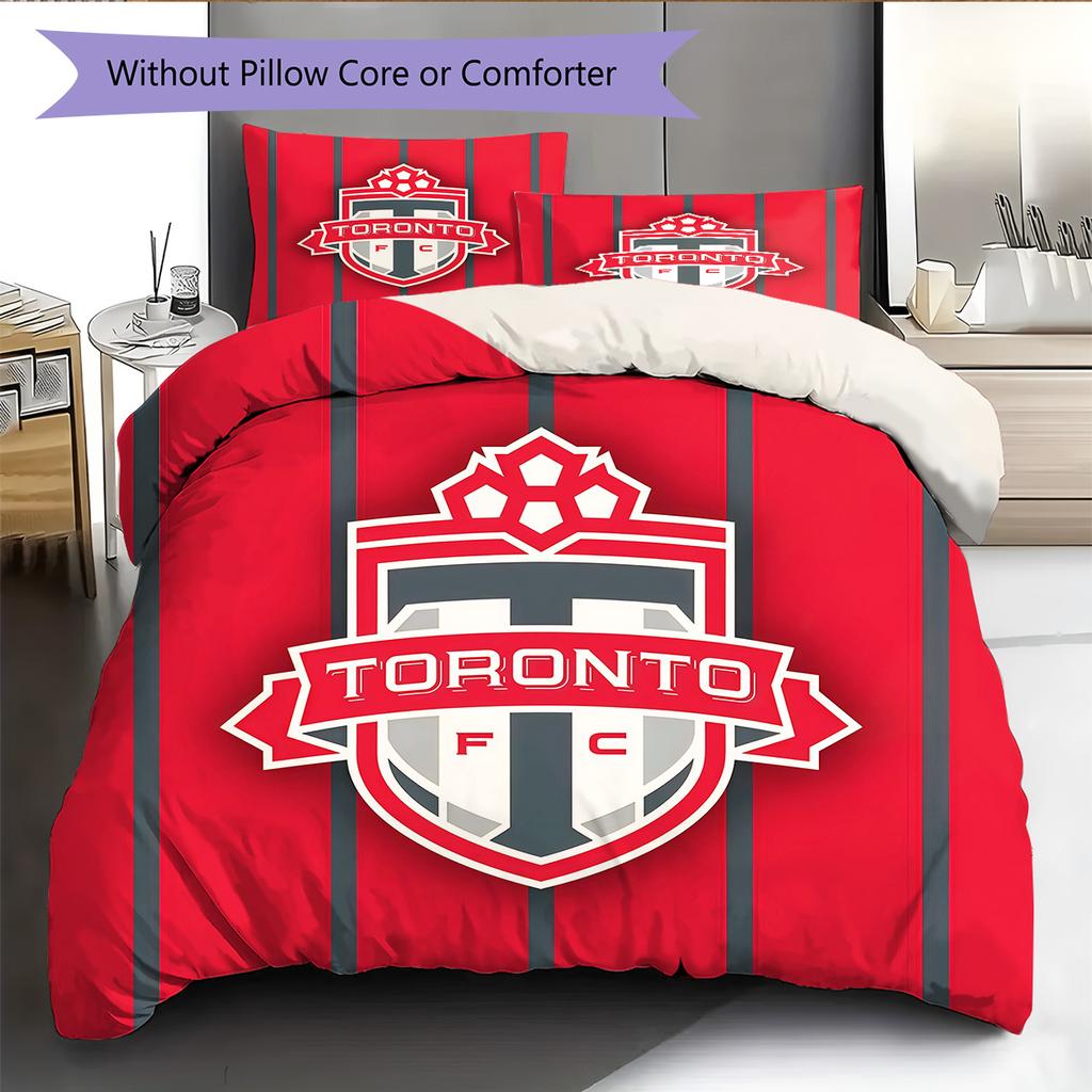 Toronto Football Club Pattern Bedding Quilt Set Home Decoration Gift (1 * duvet cover + 2 * pillowcase without core)