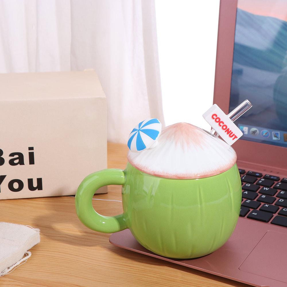 Large Capacity Creative Coffee Cups with Lid Cute Summer Drinkware  Birthday Gifts