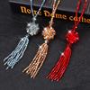 Suijue Jewelry Ethnic Style Crystal Sweater Chain Long Women'S Autumn And Winter Versatile Tassel Crystal Ball Long Necklace