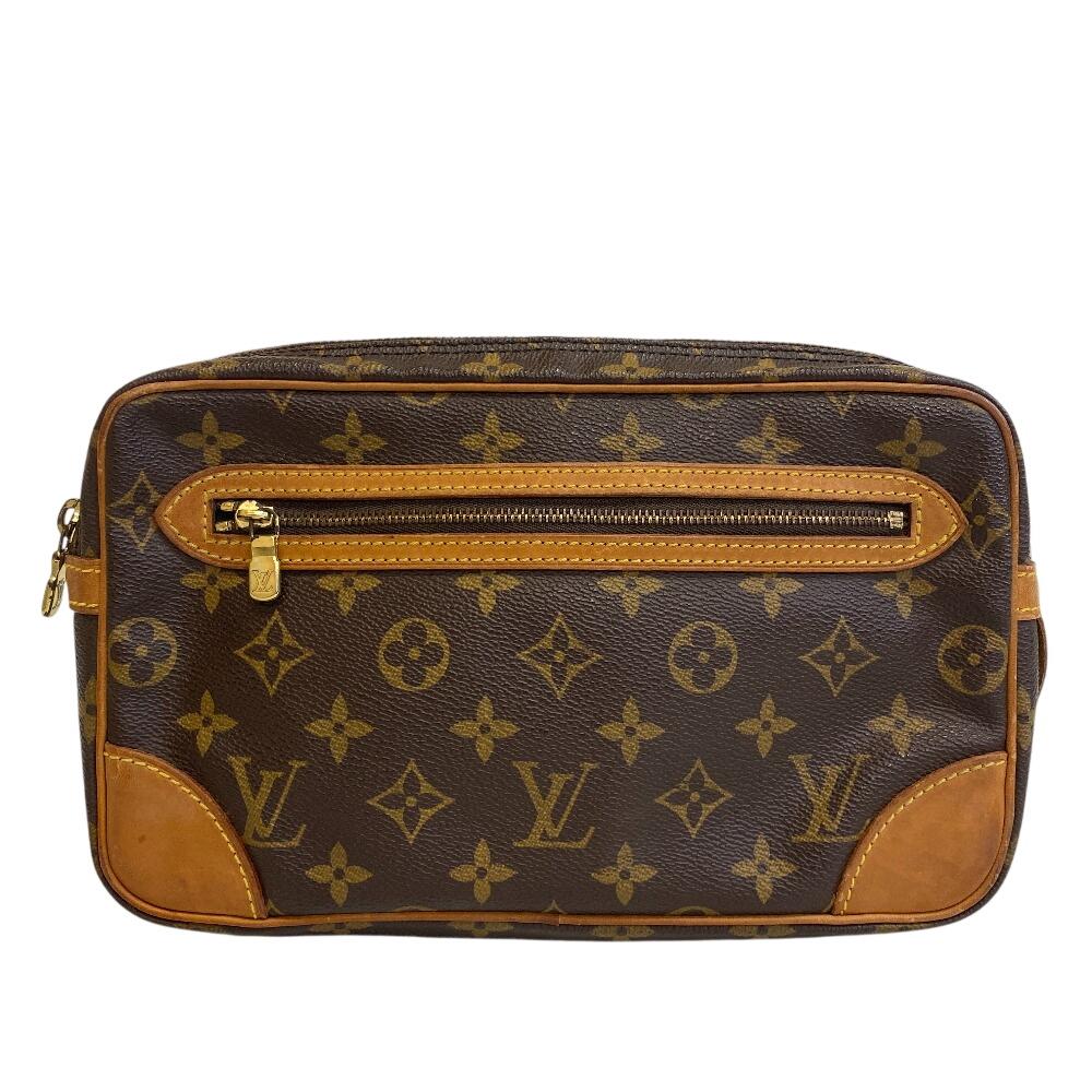 LOUIS VUITTON M51827 second Monogram leather Marly Dragonne Clutch bag Brown leather unisex Used