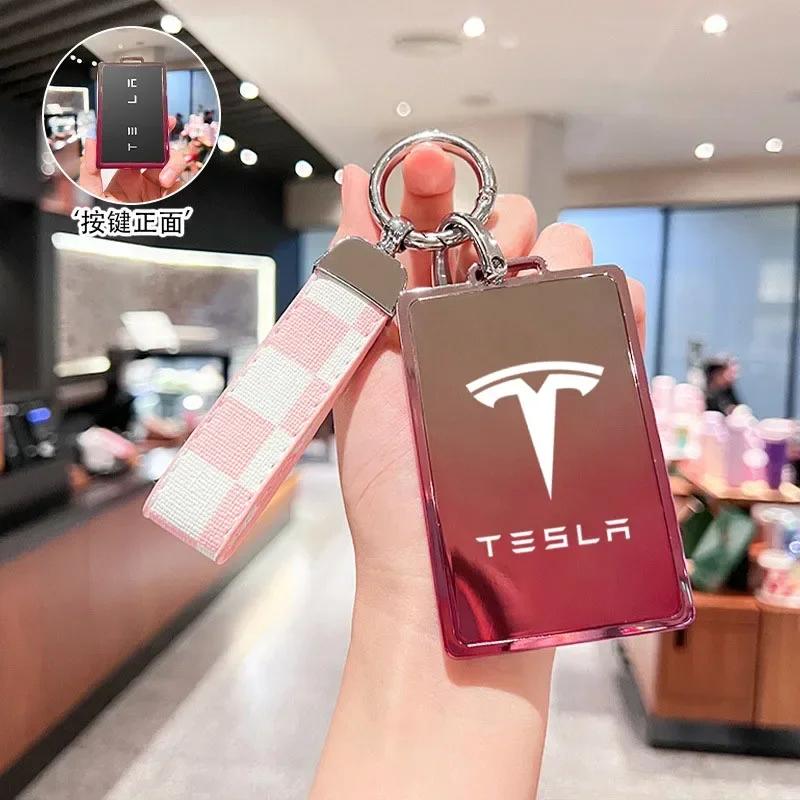 Car Sticker Tesla Car Key Card Holder Cover Protector Holder Diamond Keychain for Tesla Model 3 X Model S Y Roadster P75D P85D P