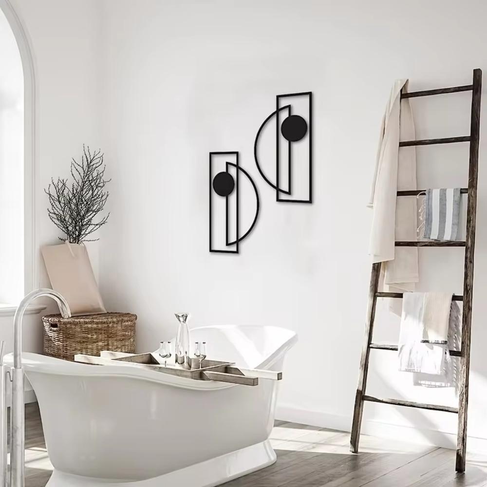 2er-Set Wandkunstdekorationen aus Metall - Minimalistische abstrakte vertikale Wandskulpturen, modernes Metalldekor