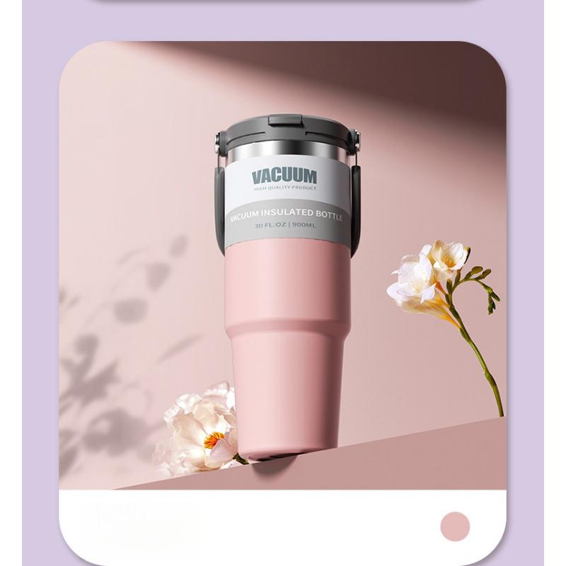 1PC Thermos Cup 30oz Car Cup Stainless Steel Car Ice Cup Portable Giant Vacuum Portable Straw Water Cup