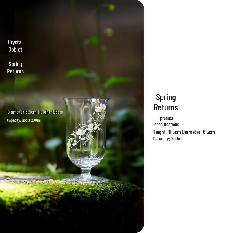 Ailan Huijia WQ Spring Return Hand-Applied Decal Glass Teacup Crystal High-Footed Teacup