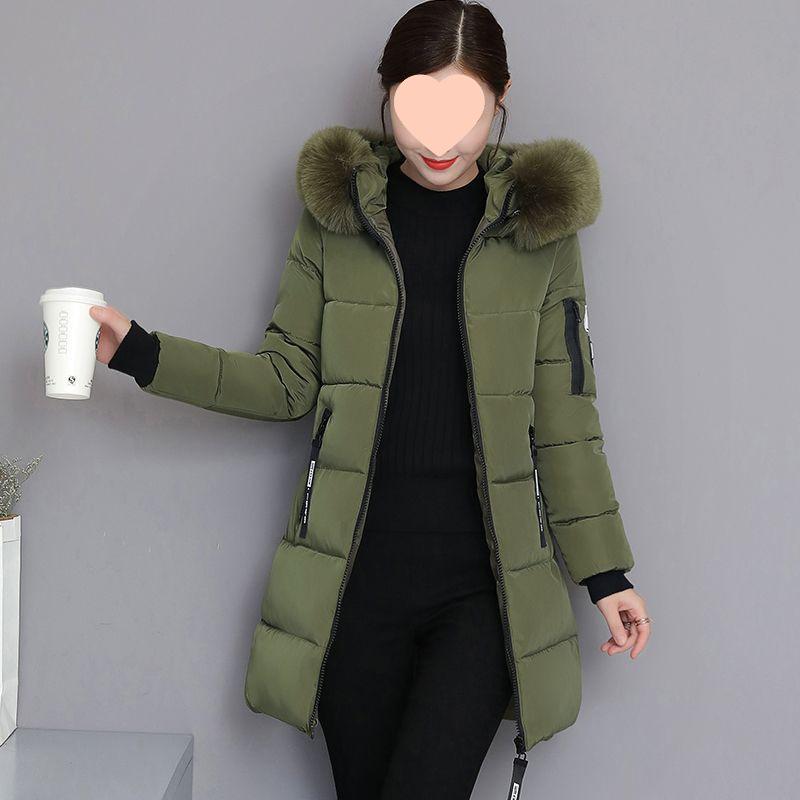 Veste en coton mi-longue pour femme, style coréen 2025, Mambo Menthe, Coupe longue et ajustée avec col en fourrure