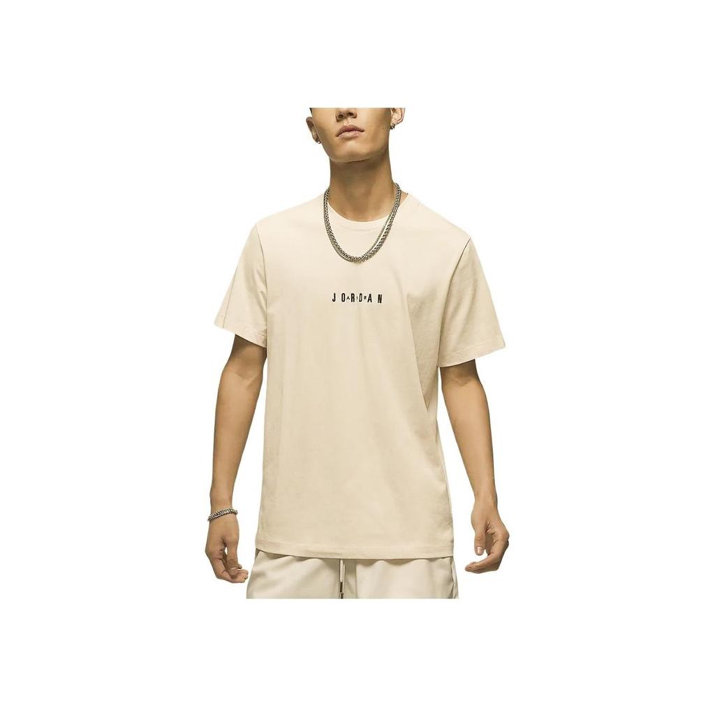 Jordan Air Embroidered Letter Print Crew Neck Casual Short Sleeve T-Shirt Men Tops Light-Brown DM3183-203