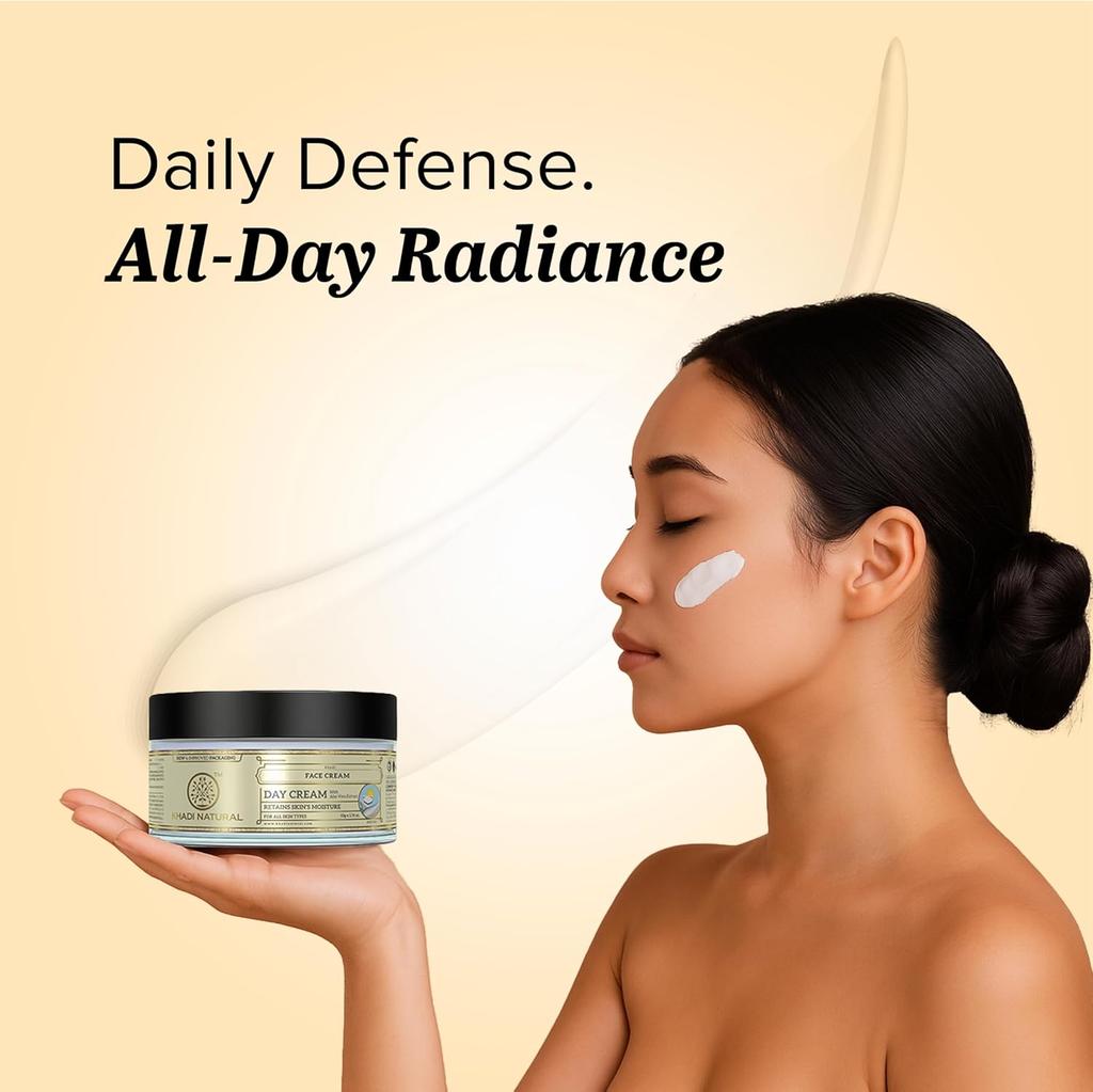 KHADI NATURAL Day Cream 50 G Hydrating Face Moisturizer For Even Skin Tone Daily Sun Exposure Care And Glow Boost