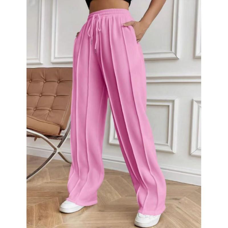 High-Waisted Wide-Leg Pants Women Comfortable Loose Fit Casual Trousers Elastic Waist 2025