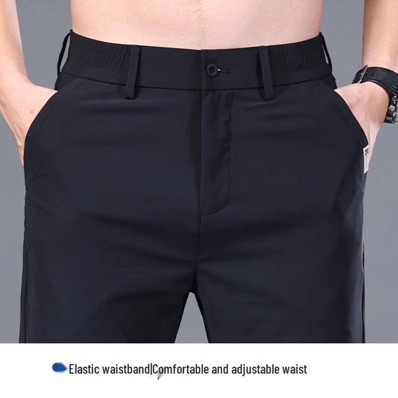 ROMON Men's Summer Business Casual Straight Fit Stretch Pants
