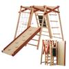 OSJ 8-in-1 Jungle Gym, Natural Wood, Swing, Slide, Folding Playpen with Chalkboard, 50kg Weight Capacity, Compact Storage