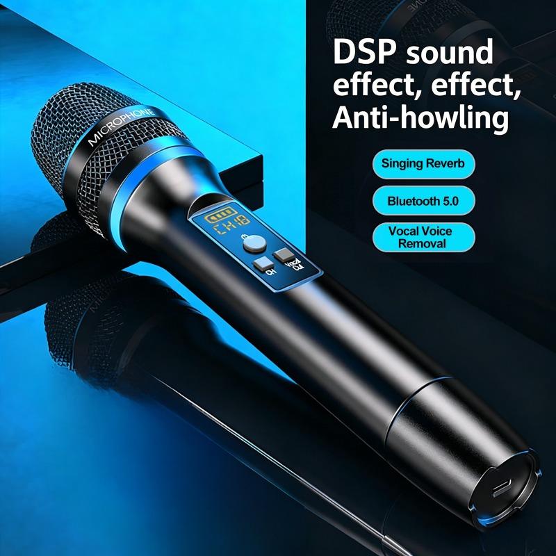 Anti-feedback Professional Intelligent Wireless Bluetooth Microphone Set with DSP Anti-Howling Reverb for Performances KTV