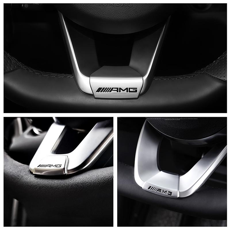 AABIE1 Car Steering Wheel Sticker Metal Logo Decoration For Mercedes Benz AMG GLC W203 W205 W206 W220 W211 W212 W201 W210 W108 E Class