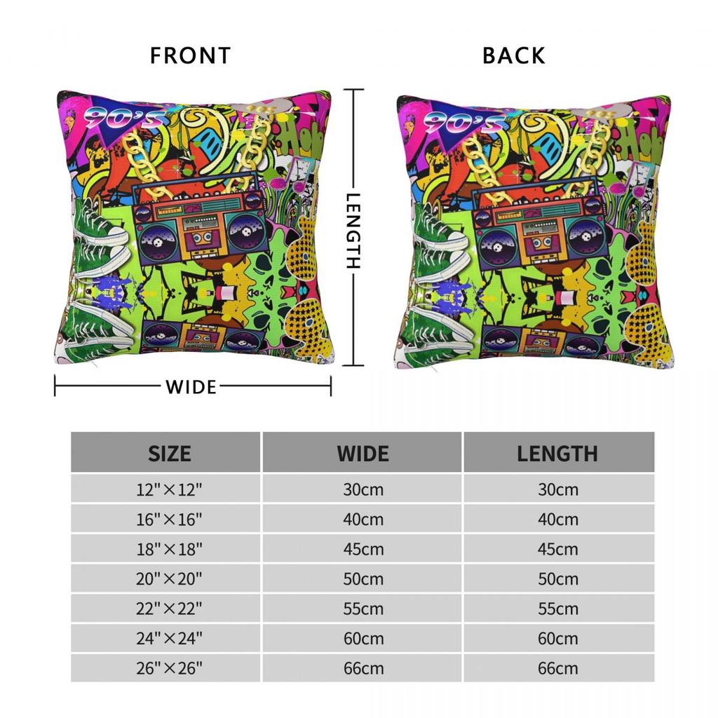Retro 80er 90er Kissenbezug Polyester Kissenbezug Dekorative Graffiti Musik Dekokissenbezug Zuhause 18'