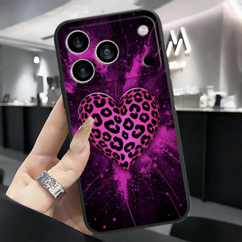 Luxurious Love Design Art Phone Case For Apple iPhone 17 16 16E 15 14 13 12 11 Pro Max Plus Black Soft Silicone