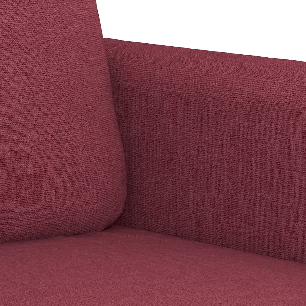 3 Piece Sofa Set with Cushions Wine Red Fabric