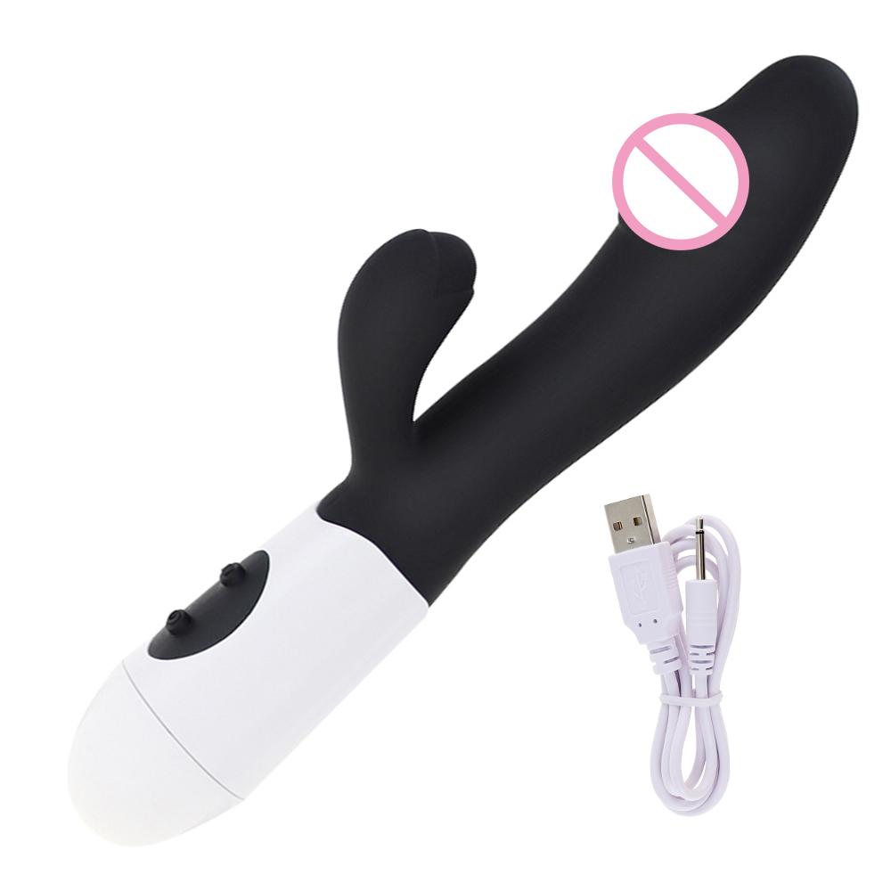 Rechargeable Dildo Rabbit Vibrator Dual Vibration G Spot Vagina Massager AV Stick Clitoris Sex Toys for Women Female Masturbator