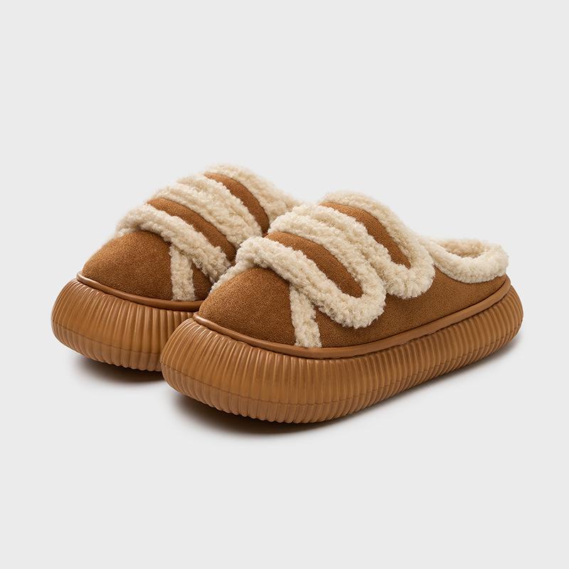 Fashion Warm Slippers Women Thick Soled Warm Slippers for Women Indoor Semi Slipper Cotton Shoes  Anti Slip Home Cotton Slippers