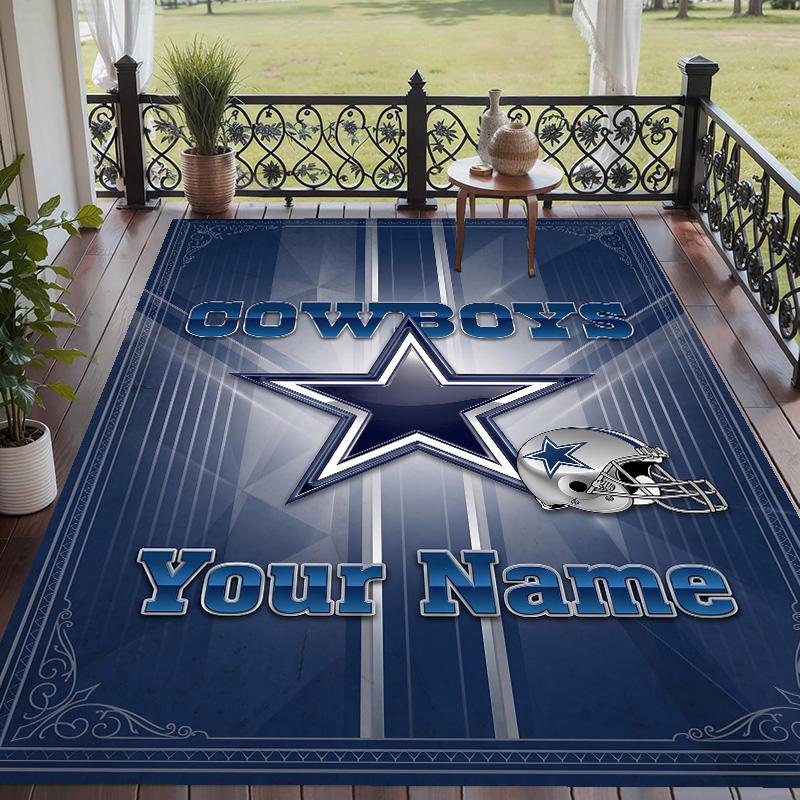 Custom Text Printed Rug Dallas Cowboys Non Slip Floor Carpet For Home Room Decor