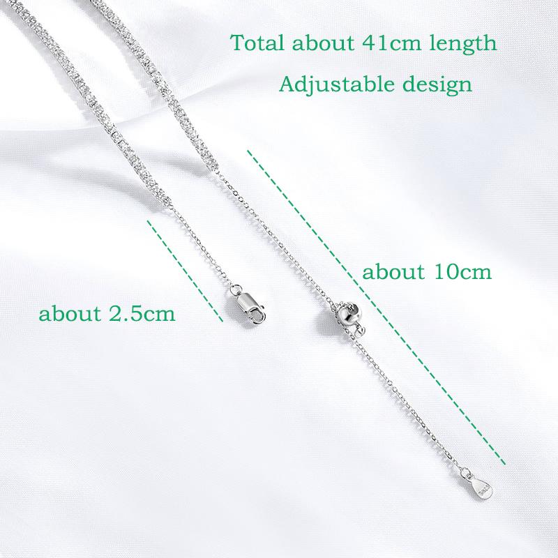 Smyoue Each 2mm All Zircon/moissanite Tennis Necklace for Women Man Adjustable Choker Chain 100% 925 Silver Jewelry