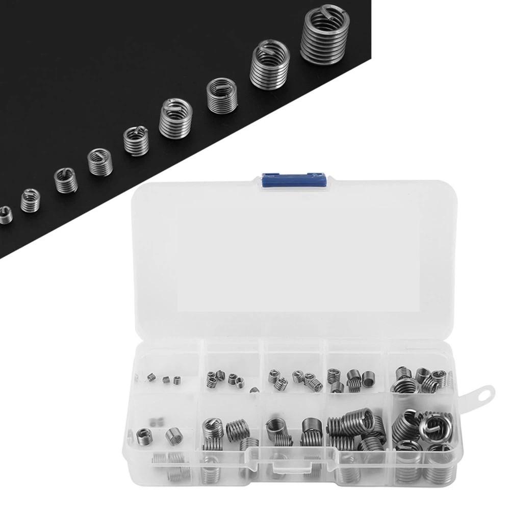 60Pcs 304 Stainless Steel Thread Repair Insert Kit With Storage Case / Plastic Box Helicoil Set / Helicoil Type Insert
