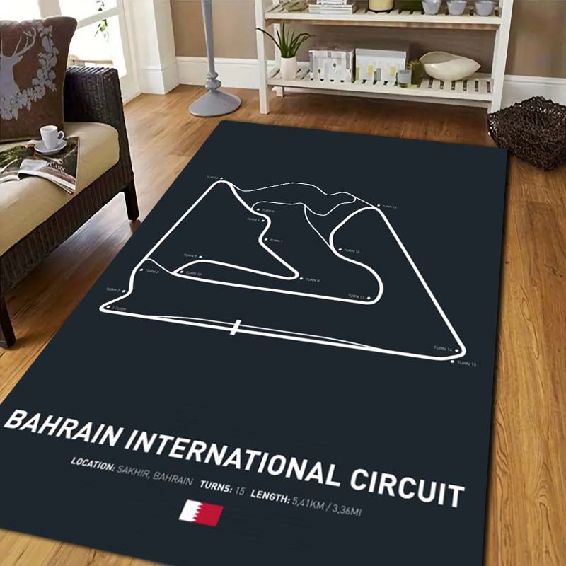 Dywanik Mat Dywanik z Wzorem Toru Wyścigowego 3D Silverstone/Laguna Seca Wystrój Domu Mata Podłogowa Antypoślizgowa Mata Powitalna