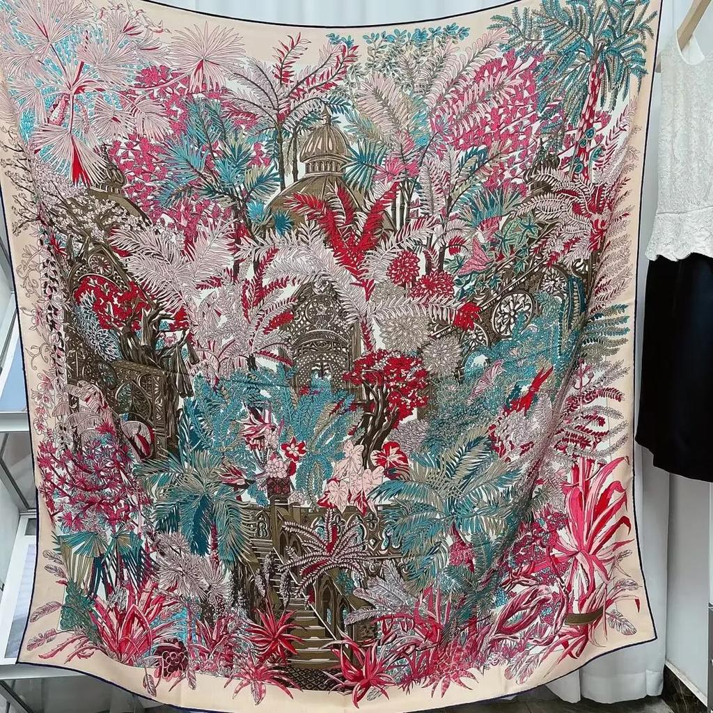 130 CM Silk Wool Scarf Women's Large Square Scarf Silk Scarf New Cashmere Versatile Shawl Thin