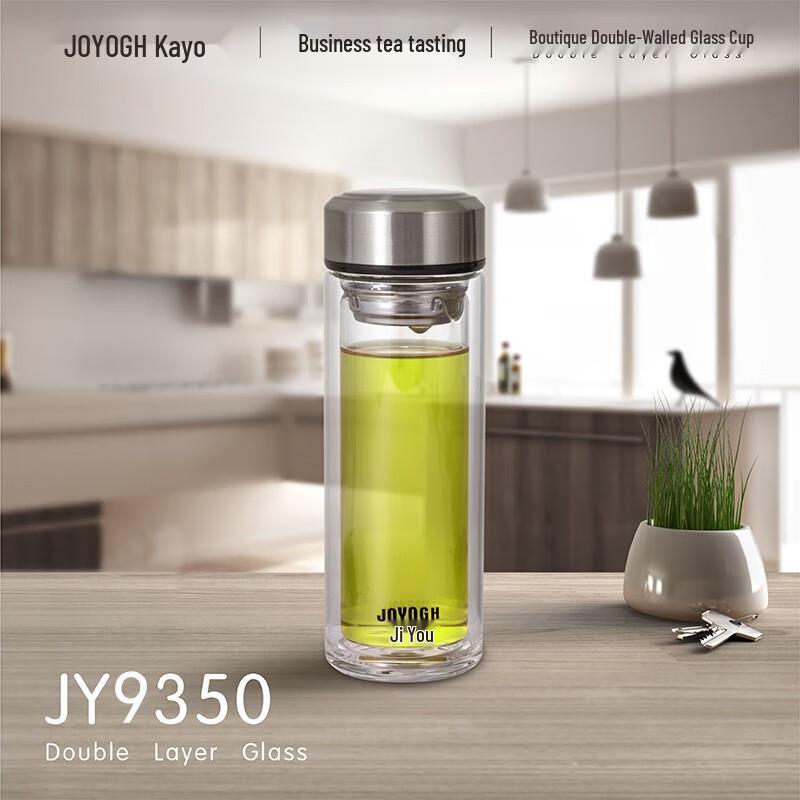 JOYOGH Double Wall Glass Tea Infuser Mug