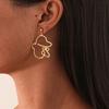 Promotional Earrings, Stylish And Simple Gold Face Contour Stud Earrings 1 Pair