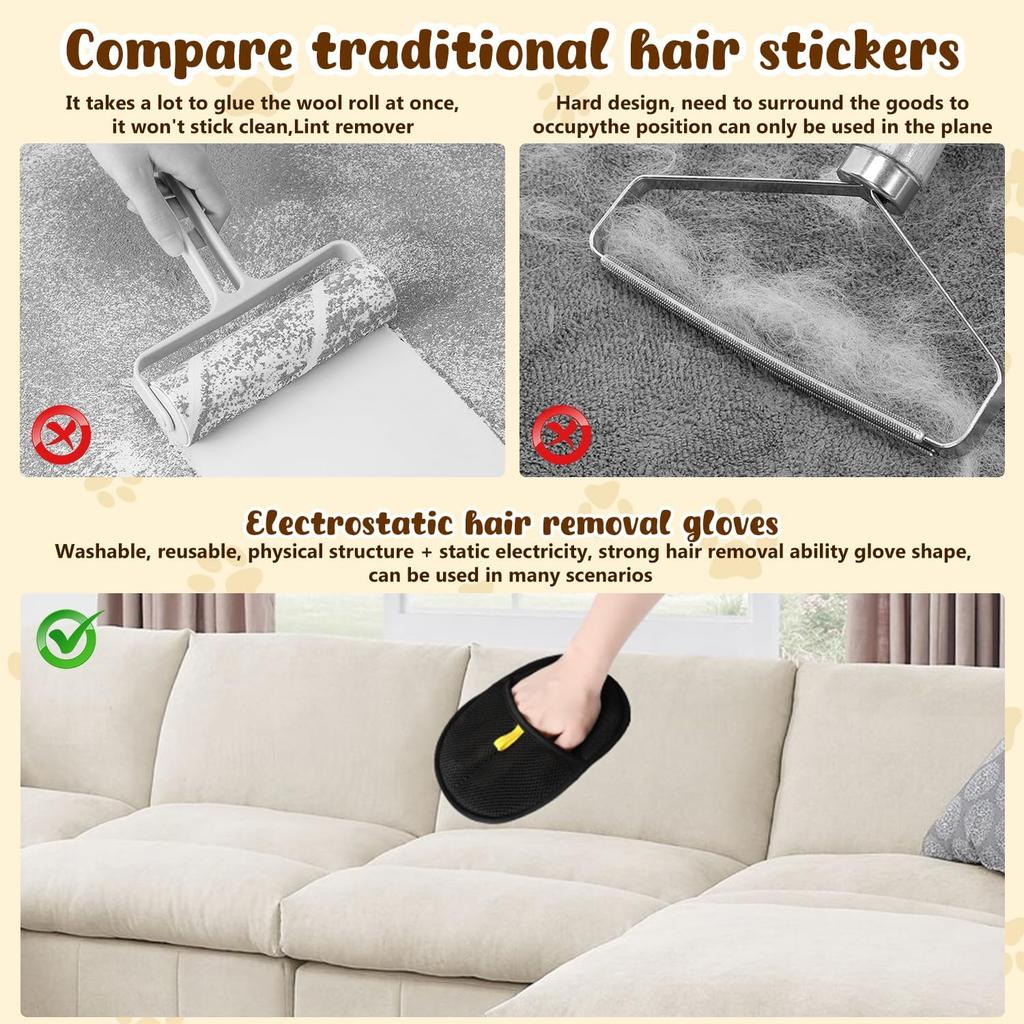 Pet Anti-static Hair Removal Gloves Household Sofa Clothes Brush Double-sided Adhesive Hair Gloves Cat and Dog Hair Care Gloves