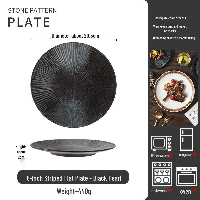 Japanese Ceramic Retro Dining Plate for Pasta, Steak, and Desserts