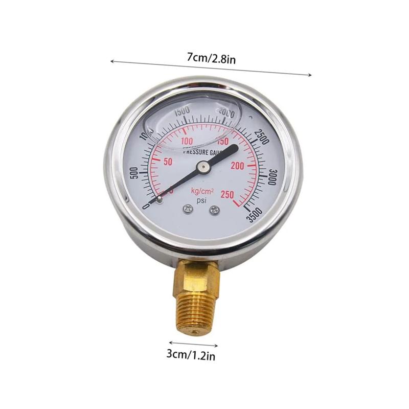 Oil Pressure Gauge Stainless Steel Construction for Water Gas Pressure Meters